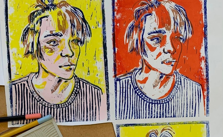 Making a Japanese inspired lino print