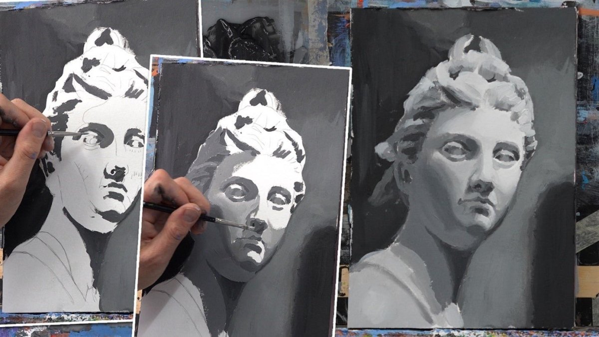 Tonal value study of a statue - Royal Talens