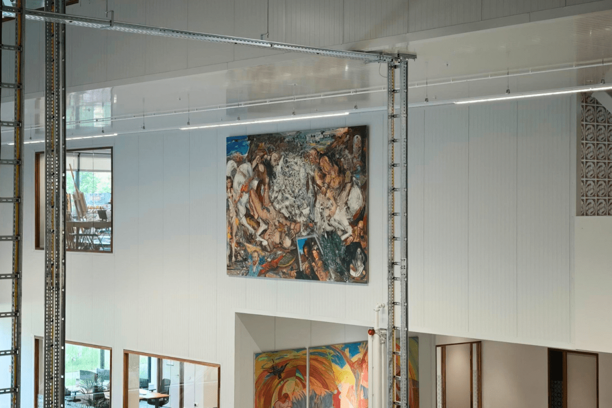 Robert Lapoujade painting installed at Royal Talens factory - Royal Talens