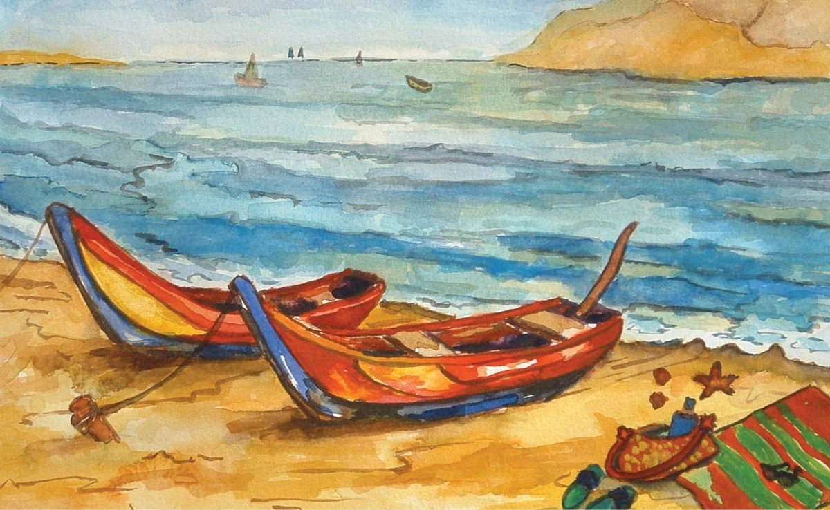 Boats on the beach - Royal Talens